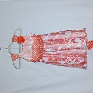 Bonnie Jean Floral Orange and Pink Girls Sundress. Size 10